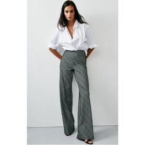 SPANX Black & White Houndstooth Wide-Leg Pants